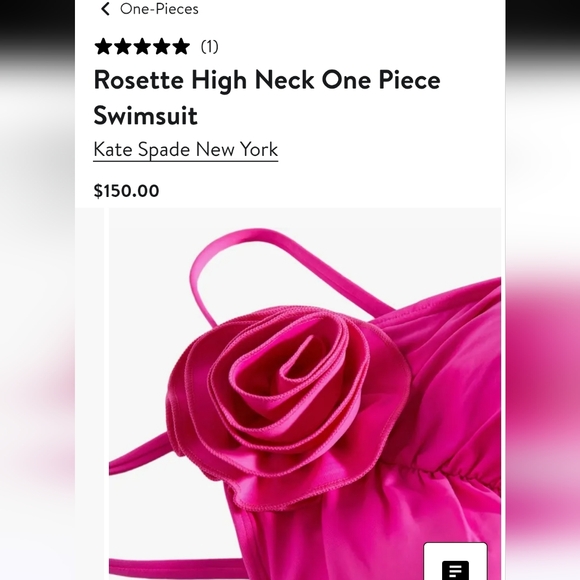 Kate Spade Women's Pink Rosette High Neck Swimsuit Size XS - NEW - Picture 9 of 10
